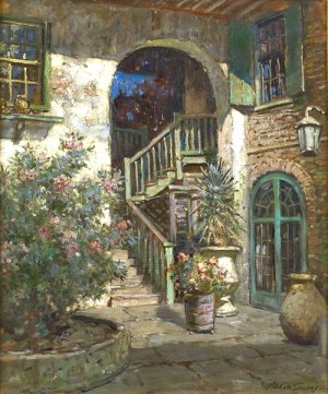 Main Product Photo of Brulatour Courtyard, New Orleans Painting by Abbott Fuller Graves