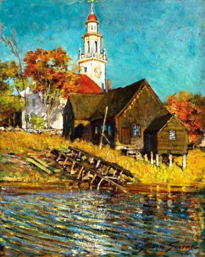 Main Product Photo of Church, Kennebunkport, Maine Painting by Abbott Fuller Graves