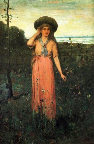 Picking Flowers by the Sea by Art Reproduction