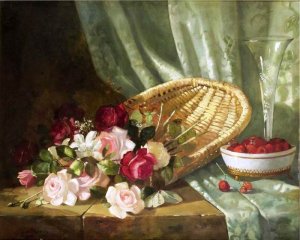 Still Life with Roses and Raspberries by Abbott Fuller Graves Art Reproduction