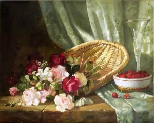 Still Life with Roses and Raspberries by Abbott Fuller Graves - Hand-Painted Oil Painting Reproduction
