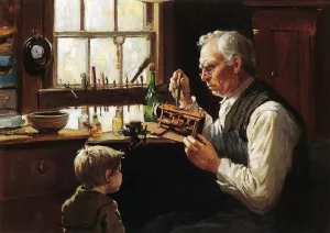 The Village Clockmaker by Abbott Fuller Graves - Hand-Painted Oil Painting Reproduction