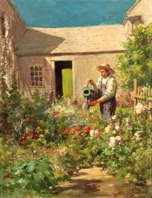 Watering the Flower Garden by Abbott Fuller Graves Art Reproduction